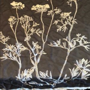 Silk BCBG scarf. Black and grey with flowers.